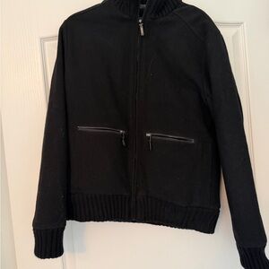Black Zip-Up Knit Jacket Calvin Klein